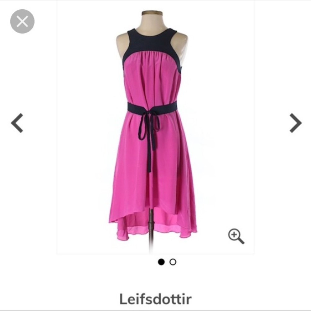 Anthropologie Leifsdottir pink & navy silk dress 6